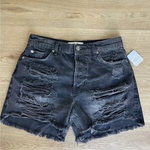 Free People Maggie Montero Mid-Rise Shorts Black Size 29 new with tags